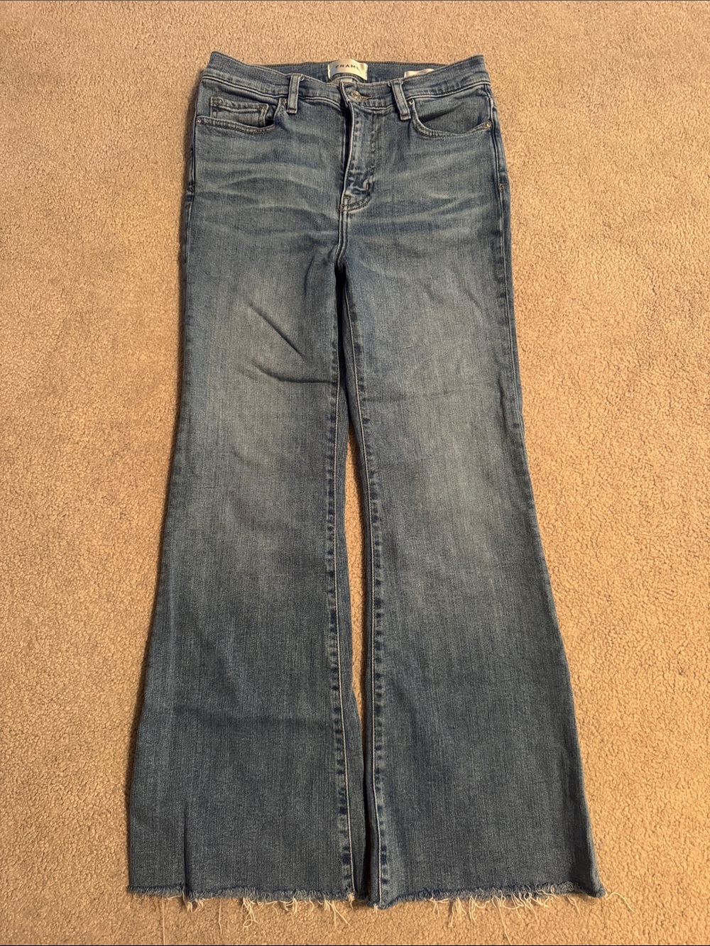 Frame Denim Le Easy Flare Jeans Raw Hem 28